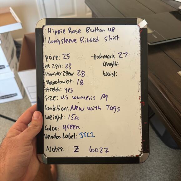 Hippie Rose Button Up Longsleeve Ribbed Shirt US Women's M - Picture 7 of 7